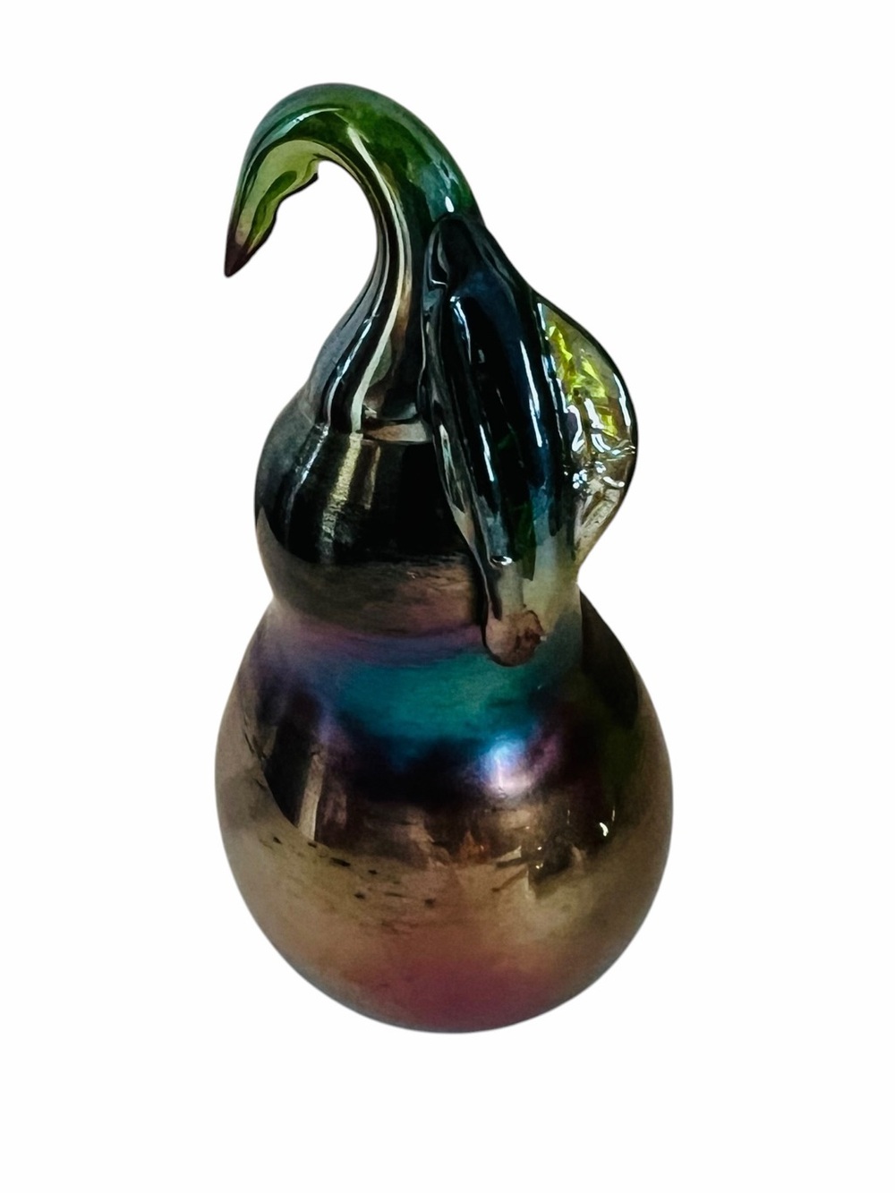 Vintage Carnival Art Glass Pear Fruit Paperweight